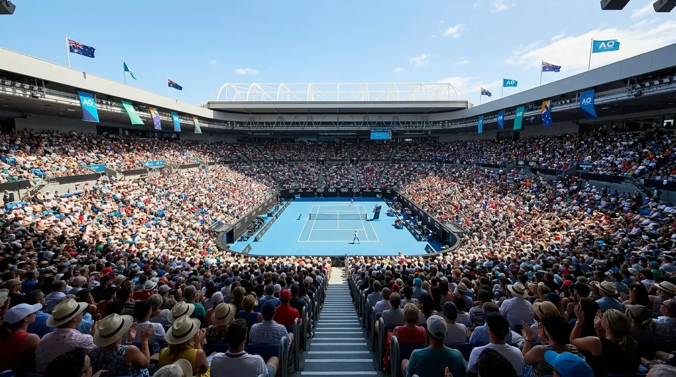 Multitud de espectadores en las gradas de Melbourne Park durante un partido del Open de Australia